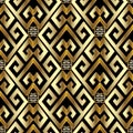 Gold 3d greek seamless pattern. Royalty Free Stock Photo