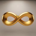 A gold 3D illustration of an infinity symbol, representing eternity Royalty Free Stock Photo