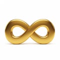 A gold 3D illustration of an infinity symbol, representing eternity and boundlessness Royalty Free Stock Photo