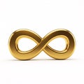 A gold 3D illustration of an infinity symbol, representing eternity and boundlessness Royalty Free Stock Photo