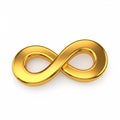 A gold 3D illustration of an infinity symbol, representing eternity and boundlessness Royalty Free Stock Photo