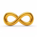 A gold 3D illustration of an infinity symbol, representing eternity and boundlessness Royalty Free Stock Photo