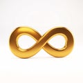 A gold 3D illustration of an infinity symbol, representing eternity and boundlessness Royalty Free Stock Photo