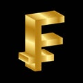 Gold 3D luxury franc currency symbol vector Royalty Free Stock Photo