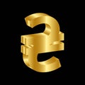 Gold 3D luxury hryvnia currency symbol vector Royalty Free Stock Photo