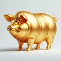 Gold 3D model of the Thai zodiac animal: Pig on a white background Royalty Free Stock Photo