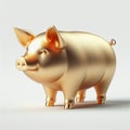 Gold 3D model of the Thai zodiac animal: Pig on a white background Royalty Free Stock Photo
