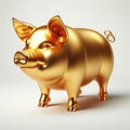 Gold 3D model of the Thai zodiac animal: Pig on a white background Royalty Free Stock Photo