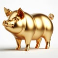 Gold 3D model of the Thai zodiac animal: Pig on a white background Royalty Free Stock Photo