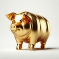 Gold 3D model of the Thai zodiac animal: Pig on a white background Royalty Free Stock Photo