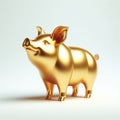 Gold 3D model of the Thai zodiac animal: Pig on a white background Royalty Free Stock Photo
