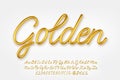 Gold 3d realistic capital and lowercase letters, numbers, symbols and currency signs isolated on a light background. Royalty Free Stock Photo