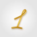 Gold 3d realistic number 1 sign on a light background.