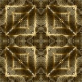 Gold 3d textured vector seamless pattern. Intricate lines surface background. Repeat ornate golden backdrop. Line art Royalty Free Stock Photo