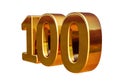 Gold 3d 100th Anniversary Sign Top 100 Royalty Free Stock Photo
