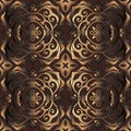 Gold 3d vintage floral seamless pattern. Vector ornamental Baroque style brown background. Ornate repeat surface Royalty Free Stock Photo