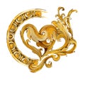 Gold damask elements. vintage golden baroque luxury illustration.