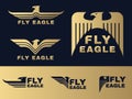 Gold and dark blue Eagle logo vector set design