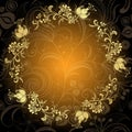 Gold-dark floral lacy circle frame