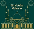 Gold,Dark Green, Minimalist Simple Elegant Eid Al Adha Mubarak 1443 H Facebook Post