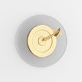 Gold dart target icon. 3d rendering round gray key button, interface element