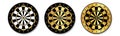 Gold dartboard vector icon set. Golden dart board for darts game. Target symbol
