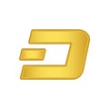 Gold Dash coin icon. golden Cryptocurrency coin money. blockchain symbol. Internet money