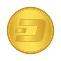 Gold Dash coin icon. golden Cryptocurrency coin money. blockchain symbol. Internet money