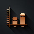 Gold Data analysis icon isolated on black background. Long shadow style. Vector Royalty Free Stock Photo