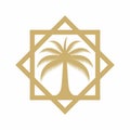 Gold Date tree vector icon. Arabian dates logo