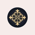 Luxury Gold Leaf Circle Logo Vector Illustration