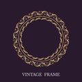 Gold decorative frame. Vector template monogram initials. Elegant vintage luxury emblem logo