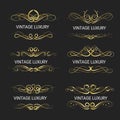 Gold decorative frame.Vintage logo templates Vector.