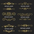 Gold decorative frame.Vintage logo templates Vector.