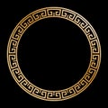 Gold decorative round frame in antique style. Template for the design of postcards, invitation banners, books, textiles, engraving