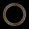 Gold decorative round frame in antique style. Template for the design of postcards, invitation banners, books, textiles, engraving