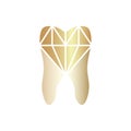 Gold Dental or Dentist Vector Logo with Diamond Royalty Free Stock Photo