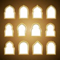 Gold Design Arab window Ramadan Kareem. Royalty Free Stock Photo