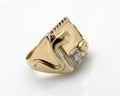 Gold design vintage finger ring witch diamond and snakes