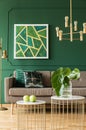 Gold details in living room interior