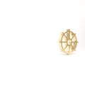 Gold Dharma wheel icon isolated on white background. Buddhism religion sign. Dharmachakra symbol. 3d illustration 3D