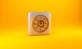 Gold Dial knob level technology settings icon isolated on yellow background. Volume button, sound control, analog Royalty Free Stock Photo