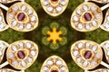 Gold diamond amethyst green floral background