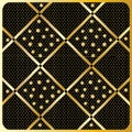 Gold Diamond Checkered pattern gold polka dots on black background Vector frames modern decoration Royalty Free Stock Photo