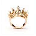 Elegant Gold Crown Ring Set With Diamonds - High-key Lighting Inspired