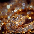 Gold Diamond Jewelry Closeup, Luxury Precious Gift, Marriage Brilliants, Precious Brilliant Jewelry Royalty Free Stock Photo