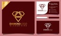 Gold Diamond Jewelry Crystal logo design vector illustration, elegant, modern company business card template Royalty Free Stock Photo