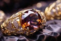 Gold Diamond Ring Closeup, Luxury Wedding Jewelry, Marriage Gift, Precious Brilliant Ring Royalty Free Stock Photo