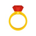 Gold diamond ring icon, flat style Royalty Free Stock Photo