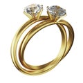 Gold diamond rings intertwined Royalty Free Stock Photo